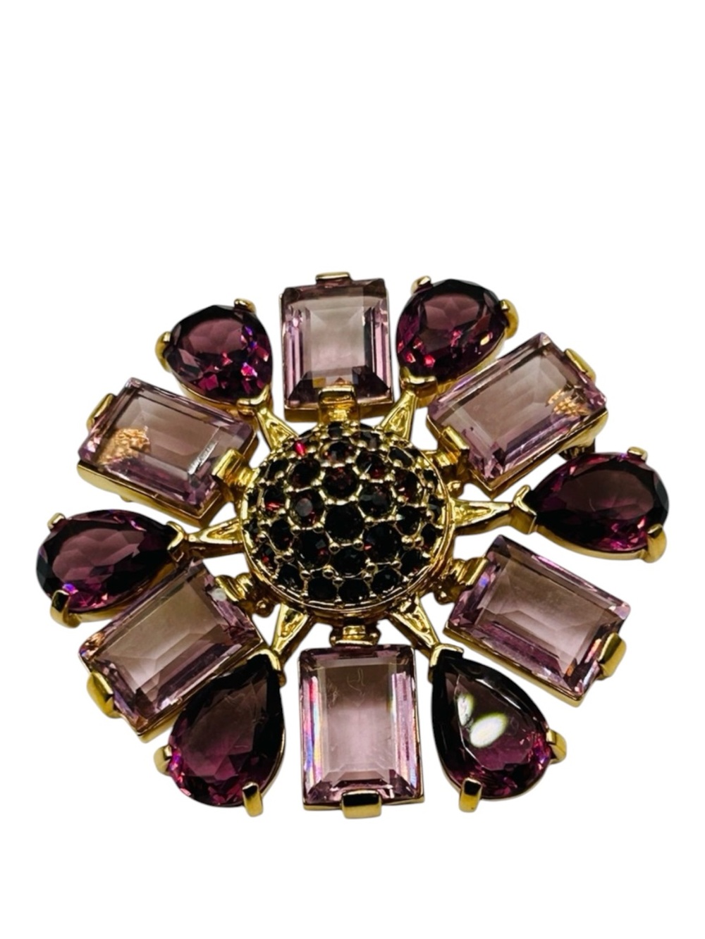 Stunning Signed Swarovski Purple Crystal Flower Brooch